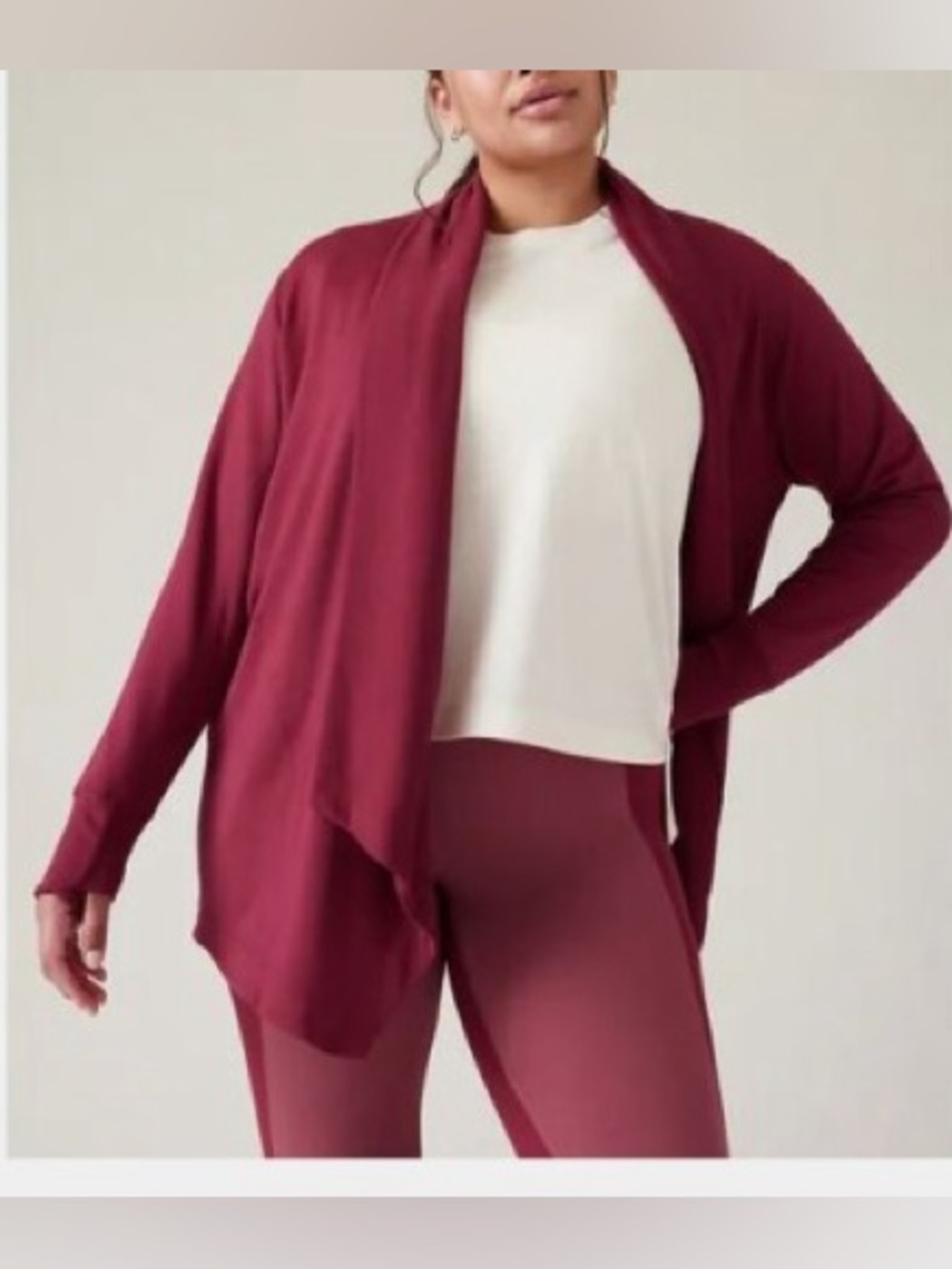 Athleta Pranayama Women's Draped Open-Front Wrap Cardigan Sweater